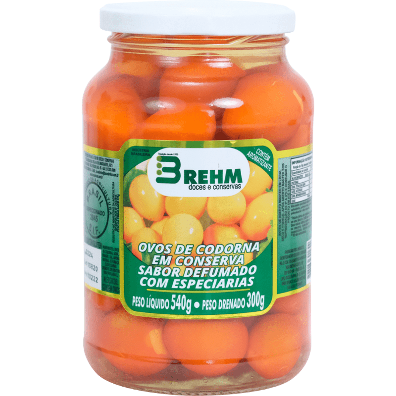 Ovos de Codorna em Conserva sabor Defumado c/ especiarias Brehm 300g