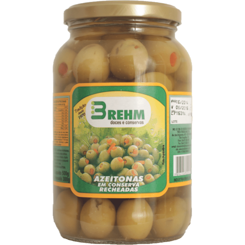 Azeitonas Verdes em Conserva Recheadas Brehm 300g